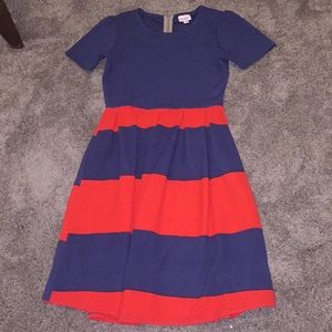 Lularoe Amelia Red and Blue Stripes